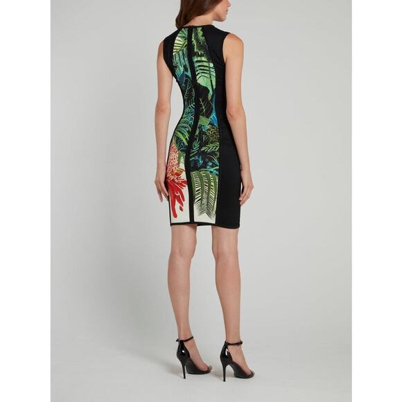Roberto Cavalli Black Tropical Printed Sleeveless Sheath Dress Size 6 - Picture 2 of 11